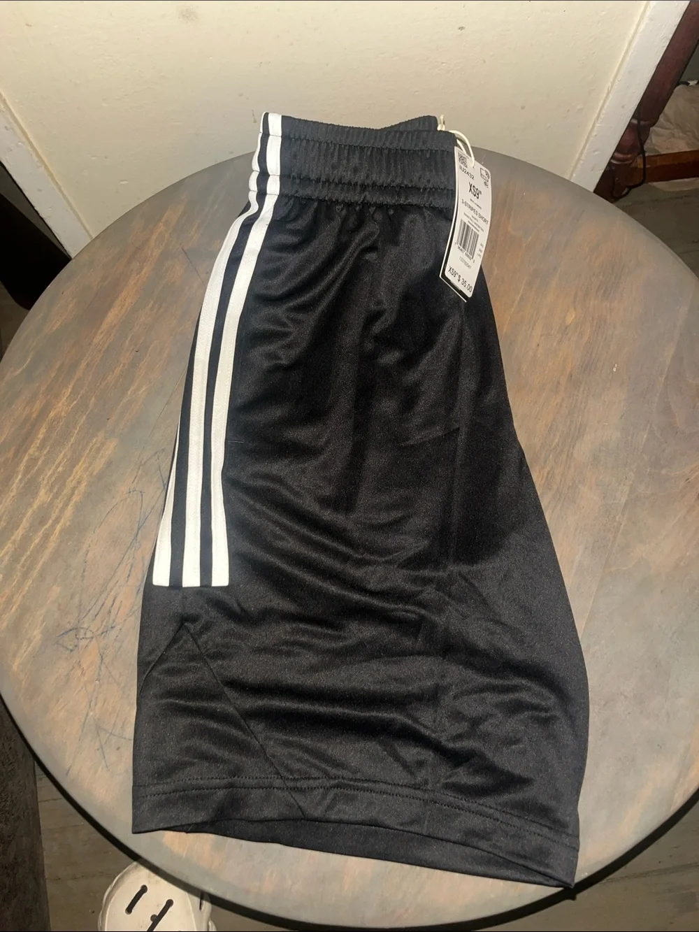 NWT adidas Black Athletic Shorts with White Stripes